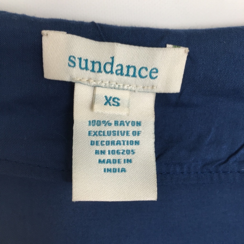 Sundance Fable Embroidered Boho Top Blouse Blue Red Rayon Women’s Size XS - Picture 6 of 10